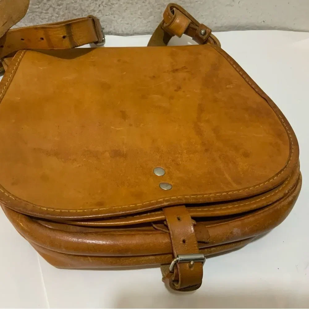 Vintage Leather bus conductors cash bag Tan Messenger Crossbody Satchel